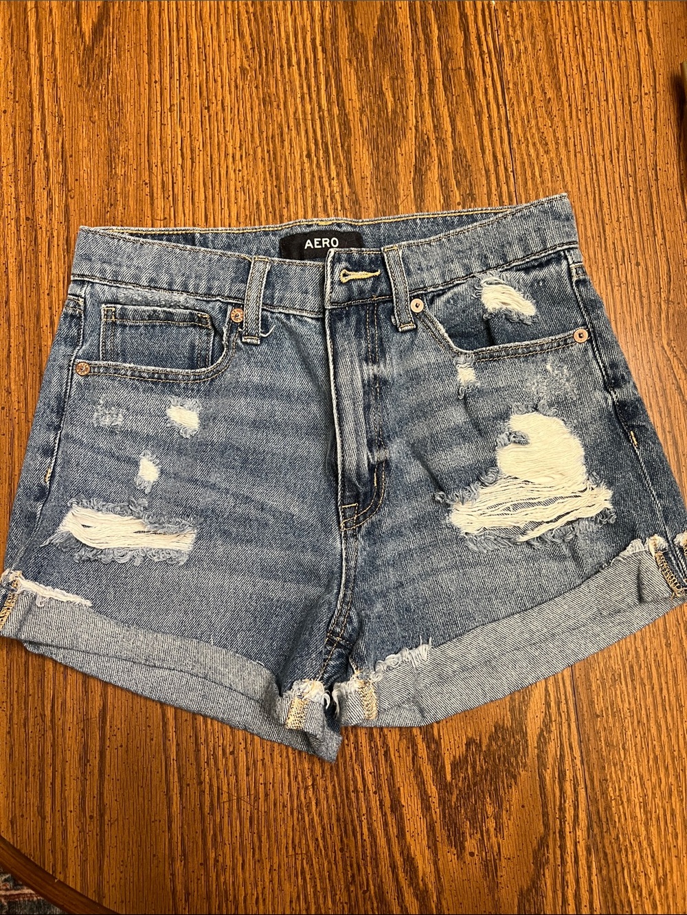 Aeropostale Light Blue Distressed Denim Shorts